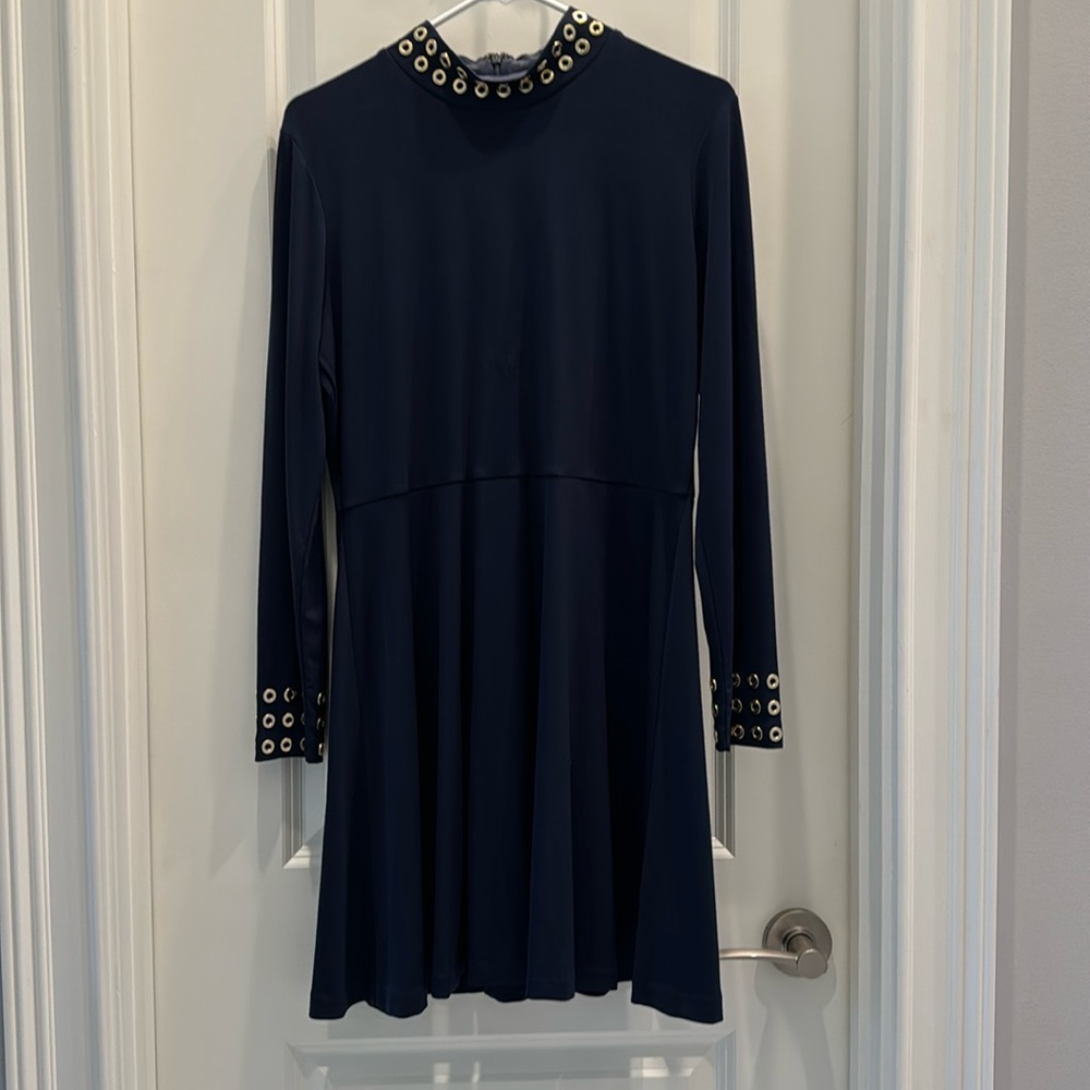 Beautiful navy and gold accents Michael Kors dress
